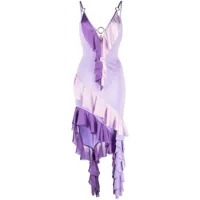 roberto cavalli robe asymétrique à volants - violet