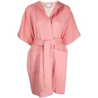 lisa marie fernandez robe de chambre en coton mélangé à capuche - rose