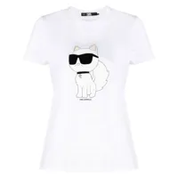 karl lagerfeld t-shirt ikonik choupette en coton biologique - blanc