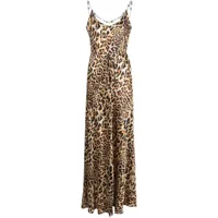 rabanne robe longue à imprimé léopard - tons neutres