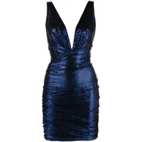 alexandre vauthier robe courte ornée de sequins à col v - bleu