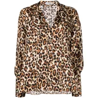 alberto biani chemise satinée à imprimé léopard - marron