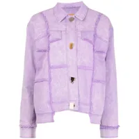 rejina pyo veste en jean blanca à design asymétrique - violet