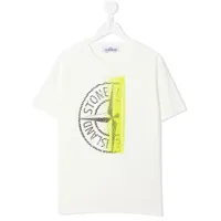 stone island junior t-shirt en coton à motif compass - blanc