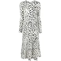 polo ralph lauren robe mi-longue à imprimé léopard - blanc