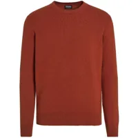 zegna pull en maille à col rond - rouge