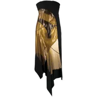 mugler robe asymétrique à empiècements transparents - noir
