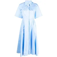 msgm robe-chemise évasée à manches courtes - bleu