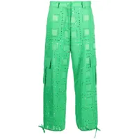 msgm pantalon cargo à design perforé - vert