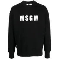 msgm sweat en coton à logo imprimé - noir