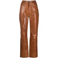 remain pantalon droit lynn en cuir - marron