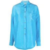 alberto biani chemise en soie à manches longues - bleu