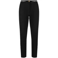 versace jeans couture pantalon de tailleur à taille à logo - noir