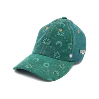marine serre casquette en jean à motif monogrammé - vert