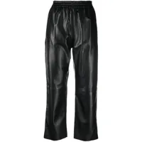 pinko pantalon droit court en cuir - noir
