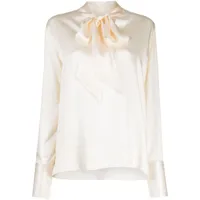 rosetta getty blouse en soie à col lavallière - blanc