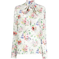 rosetta getty blouse col montant à fleurs - blanc