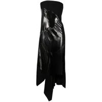 mugler robe asymétrique à empiècement transparent - noir