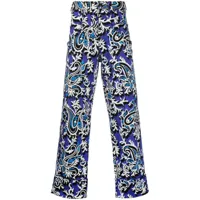 etro pantalon droit à fleurs - bleu