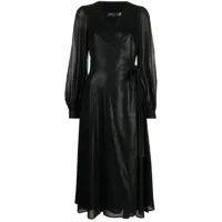 polo ralph lauren robe portefeuille à manches longues - noir