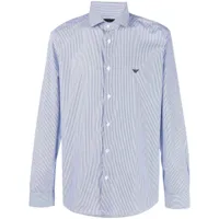 emporio armani chemise en coton à coupe cintrée - bleu