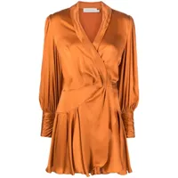 zimmermann robe portefeuille à volants - orange