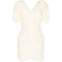 pushbutton robe courte à fronces - blanc