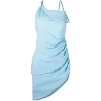 jacquemus robe courte la robe saudade à design drapé - bleu