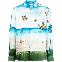 nahmias chemise butterfly beach - bleu
