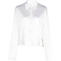 genny chemise crop à boutonnière - blanc
