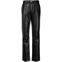 diesel pantalon droit à effet cuir - noir