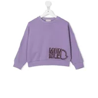 moncler enfant sweat en coton à logo imprimé - violet