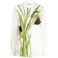 pierre-louis mascia chemise en soie à fleurs - blanc