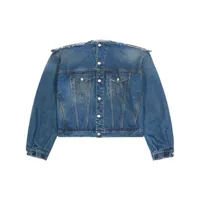 mm6 maison margiela veste en jean à design sans col - bleu