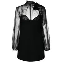 valentino garavani robe courte à empiècement transparent - noir