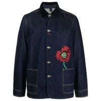 kenzo veste en jean à fleurs brodées - bleu