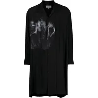 yohji yamamoto chemise longue à imprimé graphique - noir