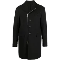 dsquared2 manteau zippé à simple boutonnage - noir