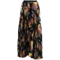 antonio marras jupe plissée à fleurs - noir
