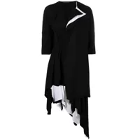 yohji yamamoto manteau asymétrique à manches mi-longues - noir