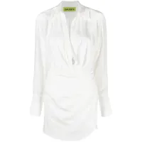 gauge81 robe-chemise en soie à col ouvert - blanc