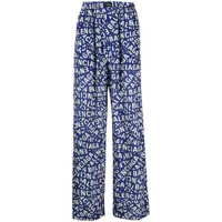 balenciaga pantalon de pyjama à logo imprimé - bleu