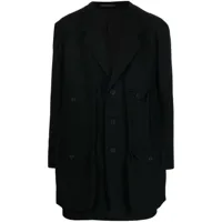 yohji yamamoto manteau cintré à simple boutonnage - noir