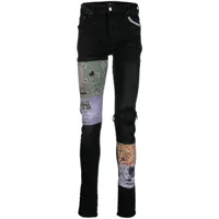 amiri jean skinny à design patchwork - noir