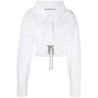 alexander wang chemise courte à ornements en cristal - blanc