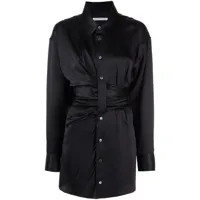 alexander wang robe-chemise satiné à design drapé - noir