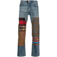 junya watanabe man x levi's jean droit à design patchwork - bleu