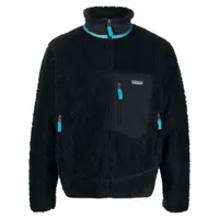 patagonia veste zippée en polaire à patch logo - noir