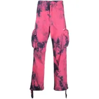 off-white pantalon cargo à imprimé tie dye - rose