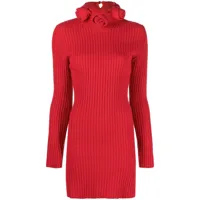 blumarine robe courte en laine à col roulé - rouge